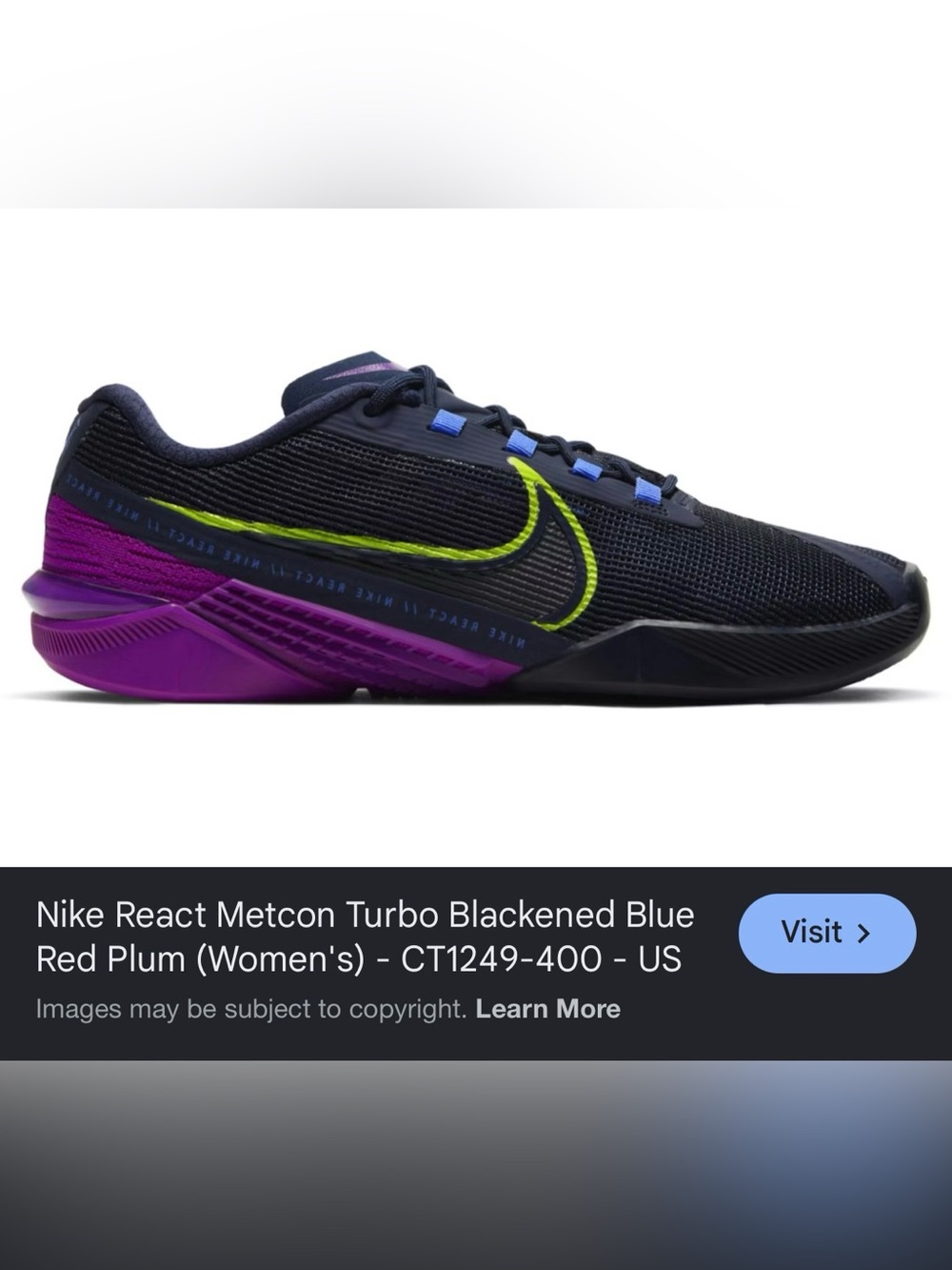 Nike metcon  blue  & Purple Sneakers with Lime Swoosh